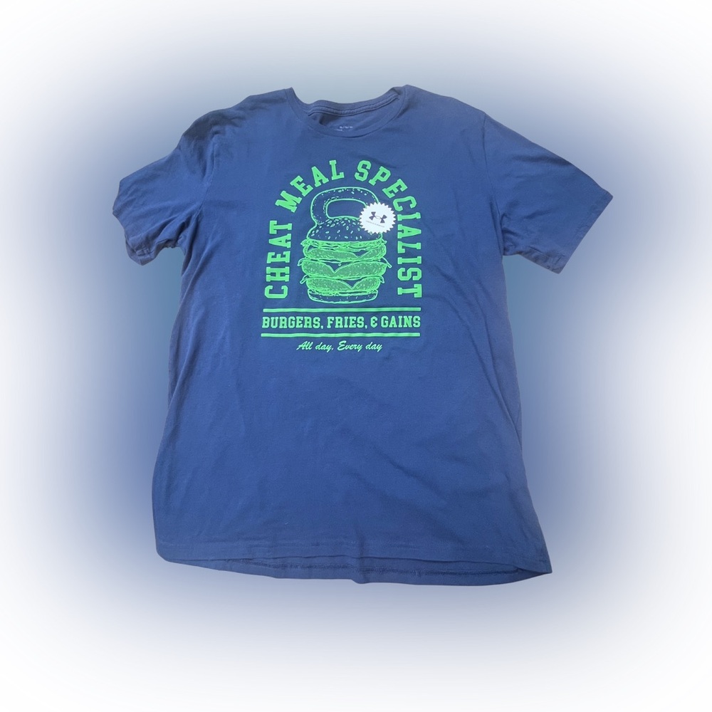 Men's Under Armour Blue 'Cheat Meal Specialist' Graphic T‑Shirt Size XL